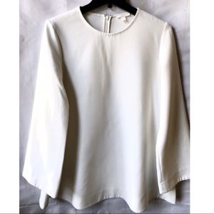 COS White A-line Flare Sleeves Crew Neck Tunic Top